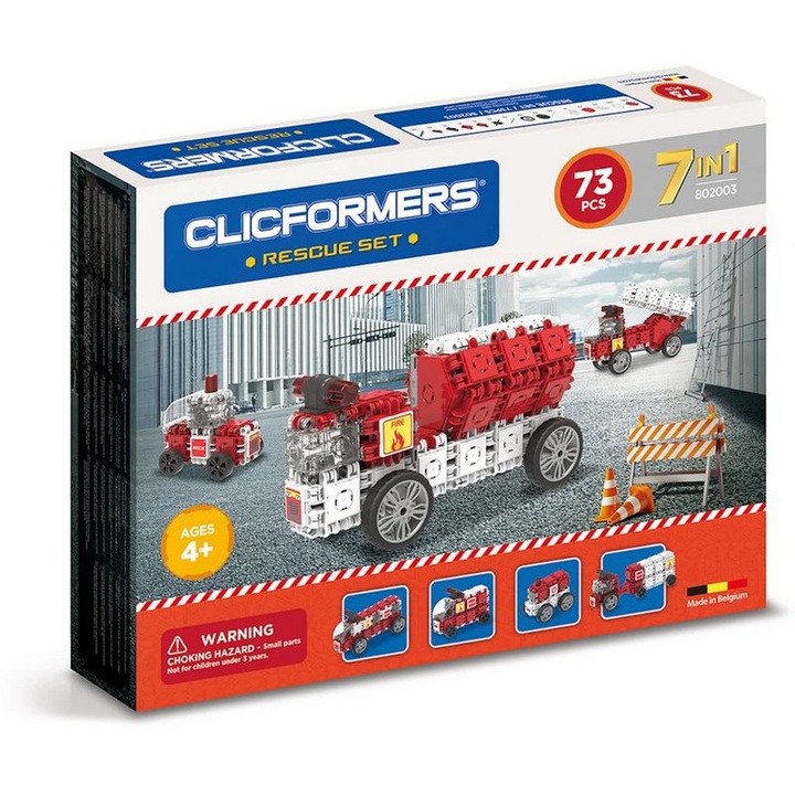 Set de constructie, Clicformers, Brigada de incendiu, 73 Piese