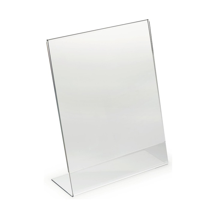 Suport plexiglas de birou, tip L format A5 148x210mm, portrait, transparent