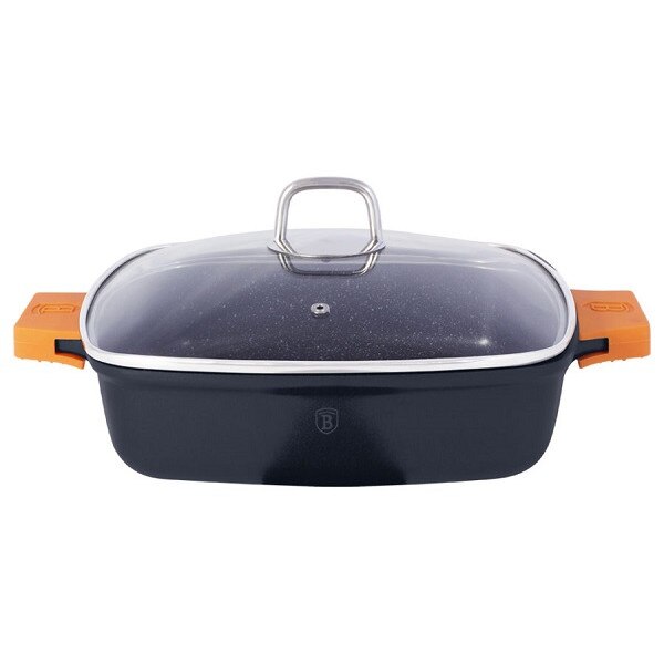 Cratita cu capac 28cmx28cm patrata, invelis marmura, Granit Diamod Line, 3.8l,BH1104