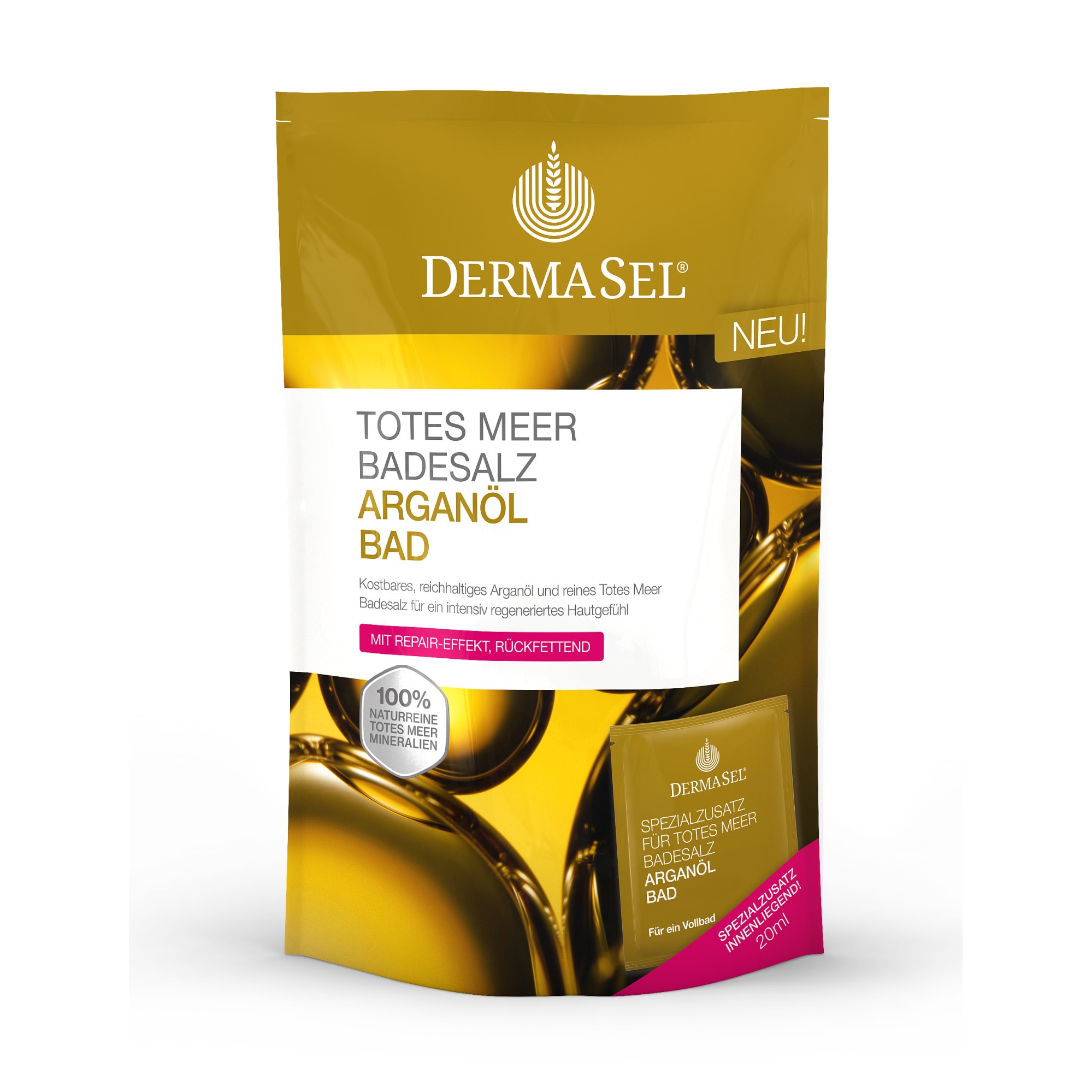Sare baie, cu ulei de argan, Dermasel, 400 g + 20 ml