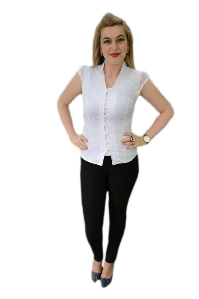 Camasa de vara cu croi clasic, cambrat, D&J Exclsive, Alb