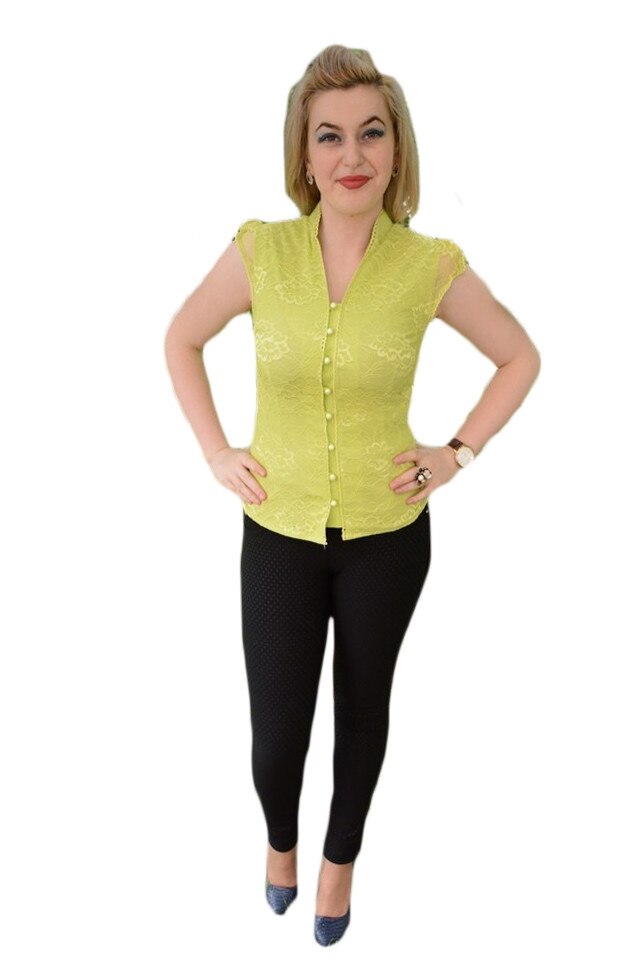 Camasa de vara cu croi clasic, cambrat, D&J Exclsive, Verde deschis