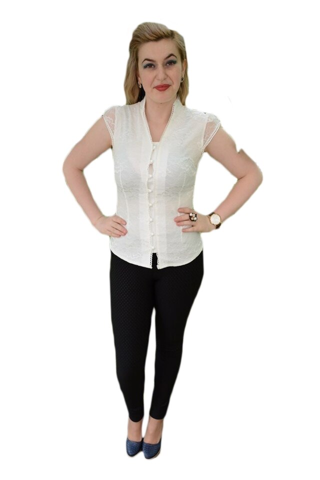 Camasa de vara cu croi clasic, cambrat, D&J Exclsive, Crem