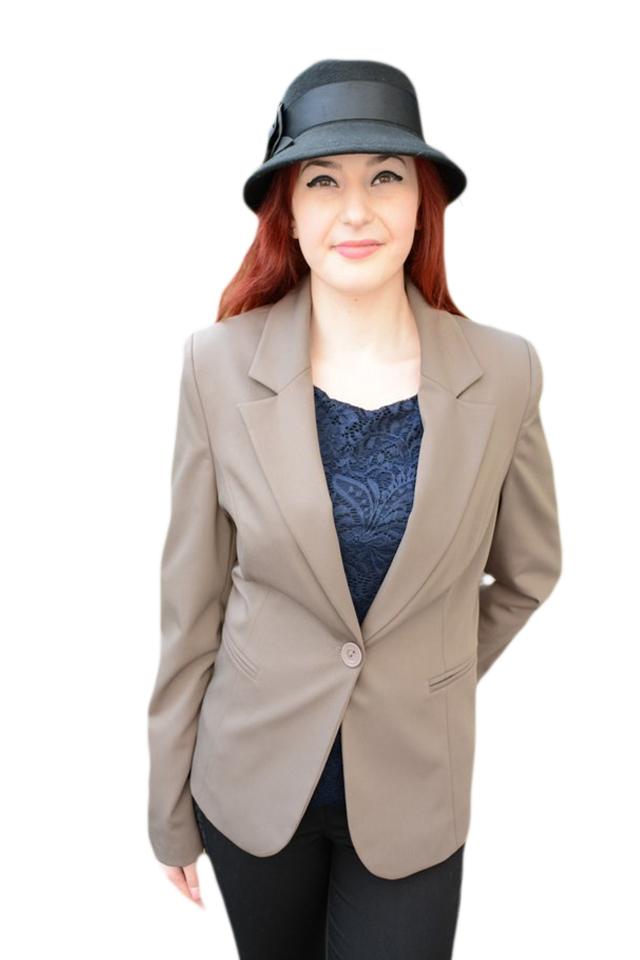 Sacou trendy cu buzunare ascunse, D&J Exclusive, Maro