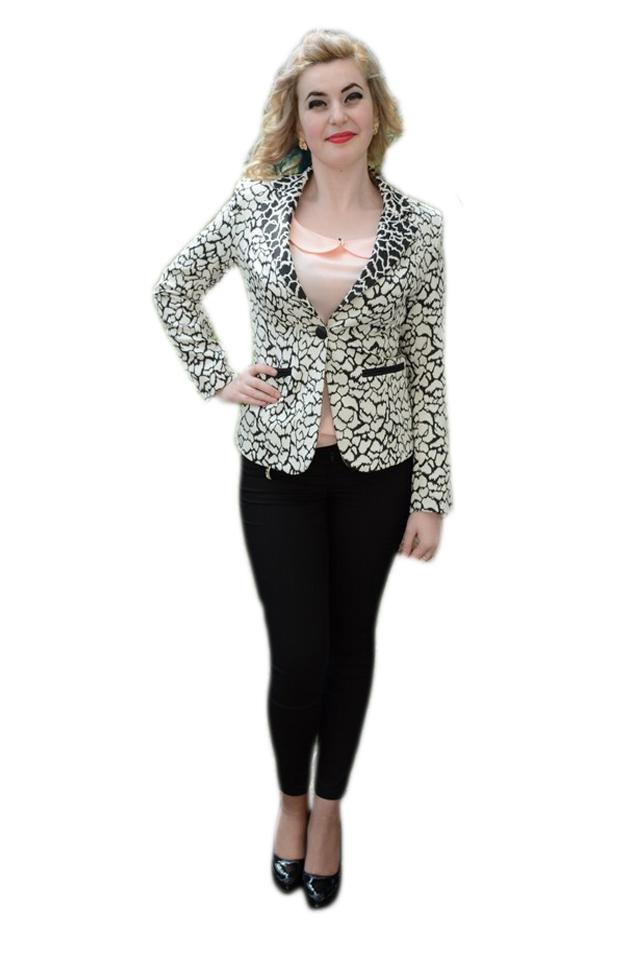 Sacou rafinat , D&J Exclusive, Alb/Negru