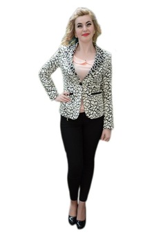 Sacou rafinat , D&J Exclusive, Alb/Negru Sacou rafinat , D&J Exclusive, Alb/Negru