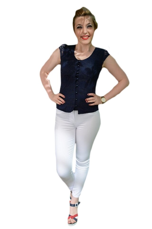 Camasa cambrata din material usor elastic, D&J Exclusive, Albastru marin