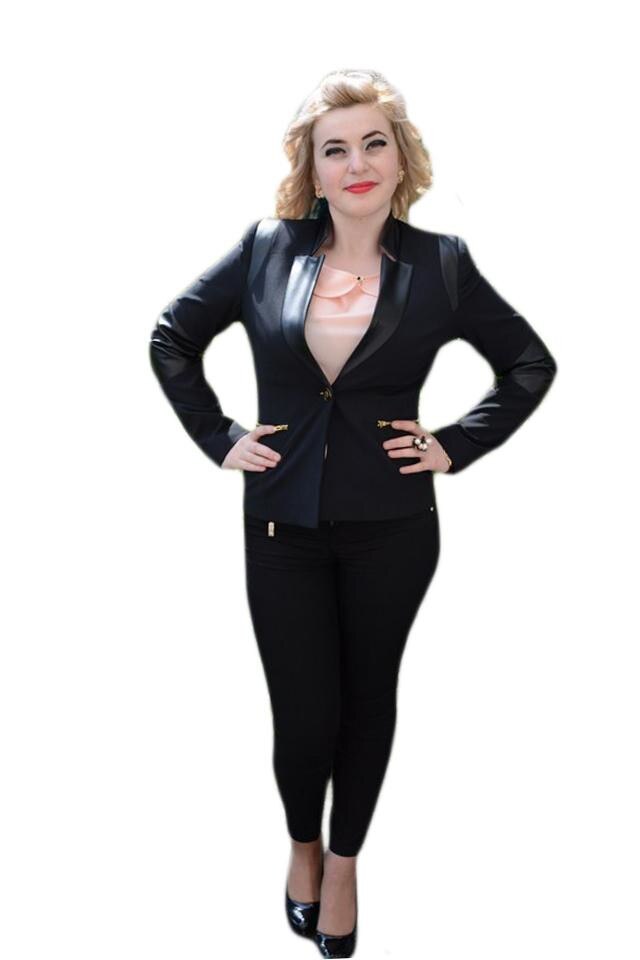 Sacou cu insertii de piele ecologica, D&J Exclusive, Negru