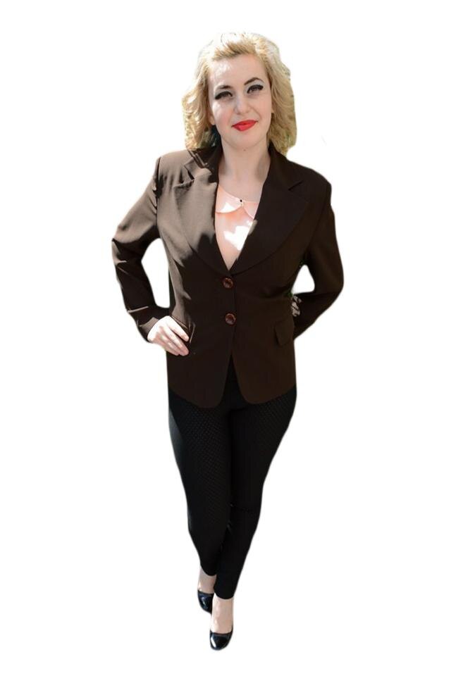 Sacou office,model cambrat pe corp, D&J Exclusive,, Maro, 44