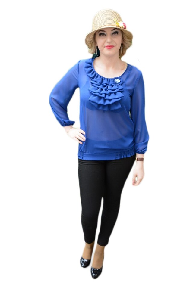 Bluza de primavara-vara din voal fin, D&J Exclusive, Albastru