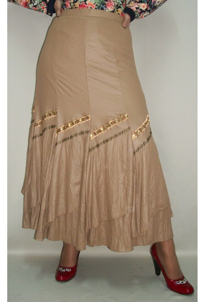 Fusta eleganta, masura mare, D&J Exclusive,, Bej, 50