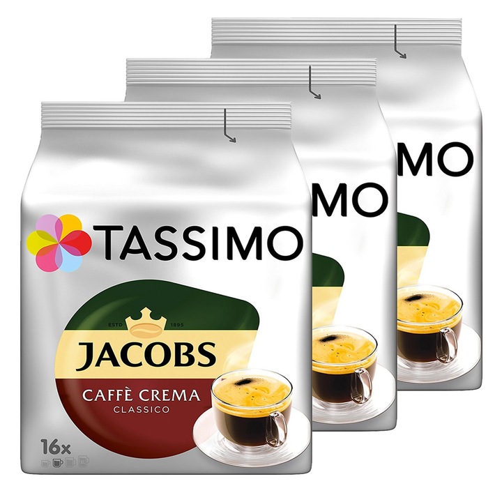 Set 3 X Capsule Jacobs Tassimo Caffe Crema Classico, 16 Capsule, 112 g