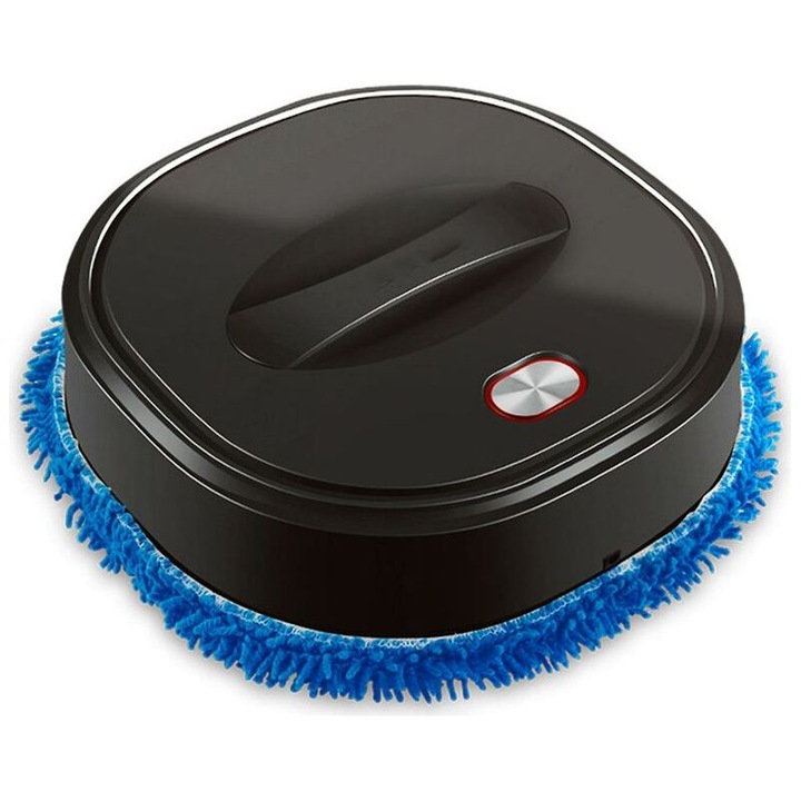 Mop robot SZOO4-K0178-260906-1612, umed/uscat rotativ, baterie 1500 mAh, autonomie 60 min, incarcare USB, negru, 28x28x7.5 cm