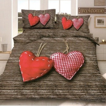 Lenjerie bumbac satinat 3D 4 piese, 2 persoane, maro AX163 Lenjerie bumbac satinat 3D 4 piese, 2 persoane, maro AX163