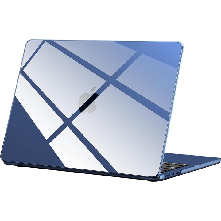 Прозрачен калъф Blueswan за MacBook Air 15", устойчива пластмаса, тънък дизайн, син