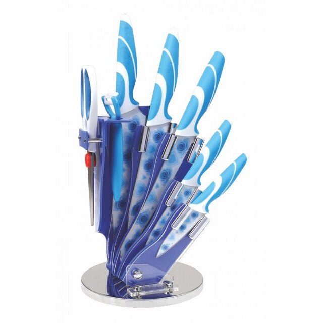 Set 8 piese fashion de bucatarie, maner silicon antialunecare, lama inox