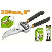 Foarfeca de gradinarit GARDENEST by TOLSEN 200 mm (8 inch), model bypass cu derivatie, lama din otel polizata fin, maner imersat in PVC pentru prindere sigura, taiere curata a lastarilor si crengilor subtiri, ideala pentru vita de vie si pomi fructiferi
