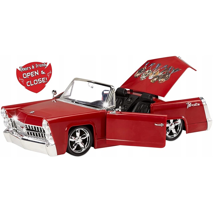 Кабриолет Bratz Rock Angelz Cruiser 577829 (A9LX7614), със светещи фарове, отварящи се врати и багажник, черен интериор, 45 см, червен
