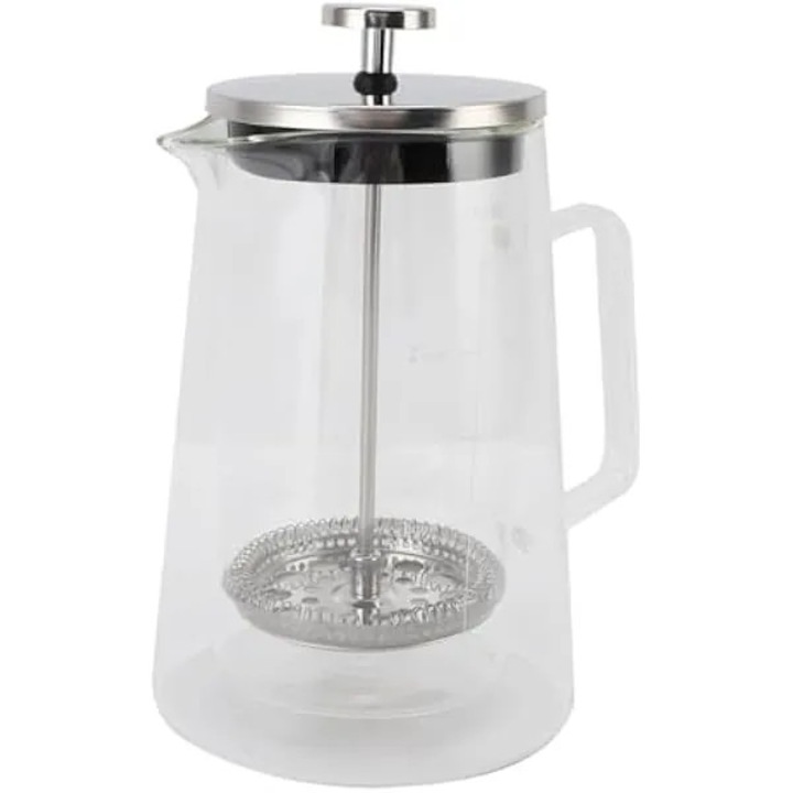 Cafetieră French Press, cioc de scurgere în forma de V, maner tip scară, sticlă borosilicată, 650ml