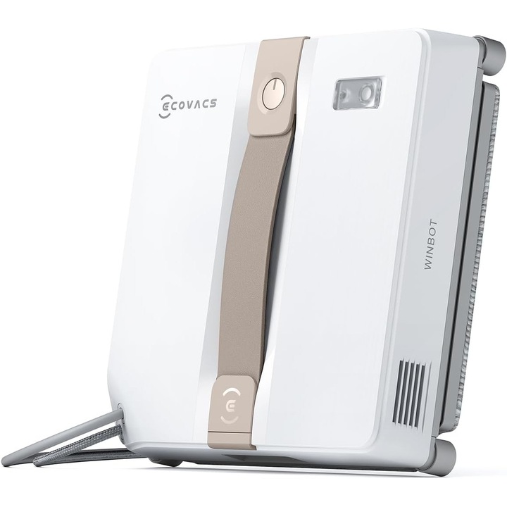 Robot Curatat Geamuri Ecovacs WINBOT MINI, 7500 Pa, Pulverizare Ultrasonica cu 2 Duze, Curatare Fara Urme, WIN-SLAM 3.0, 4 Moduri de Curatare, Design Ultra-Slim 5, 5 cm, 9 Sisteme de Siguranta, Rezervor 60 ml, Beige