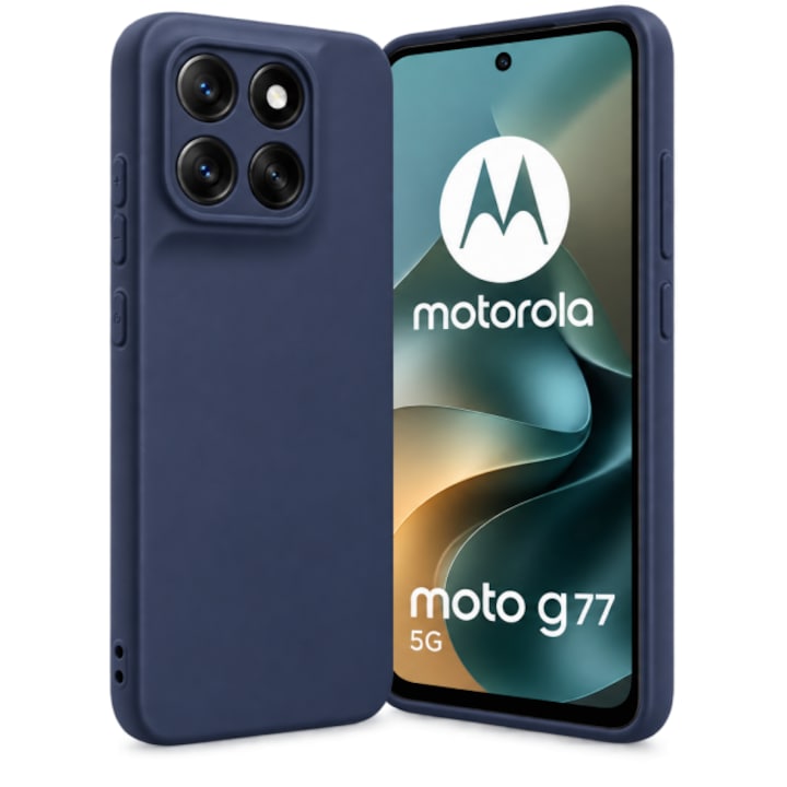 Husa Upzz® pentru Motorola Moto G77, Ultra Slim, Silicon, Protectie Camera, Butoane Acoperite, Finisaj Mat Anti-Amprente, Blue