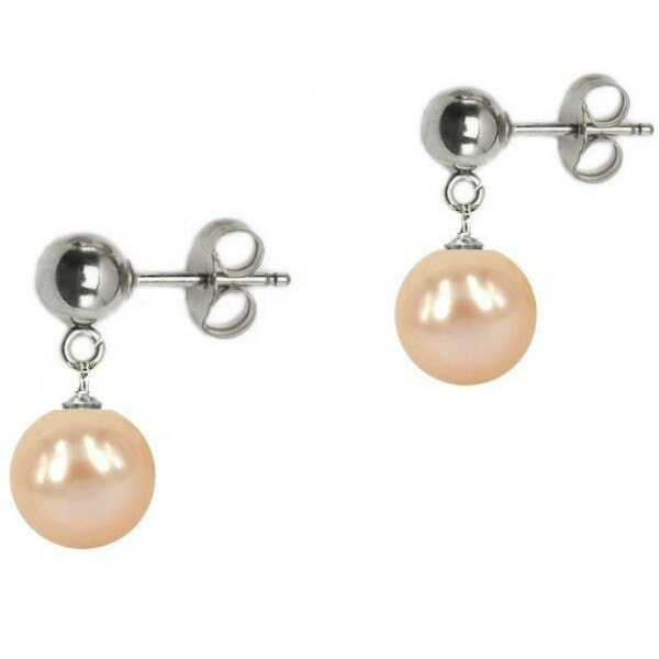Cercei de Aur Alb cu Perla Naturala Crem