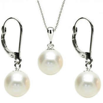 Set Aur Alb 14 k cu Perle Naturale Albe Set Aur Alb 14 k cu Perle Naturale Albe