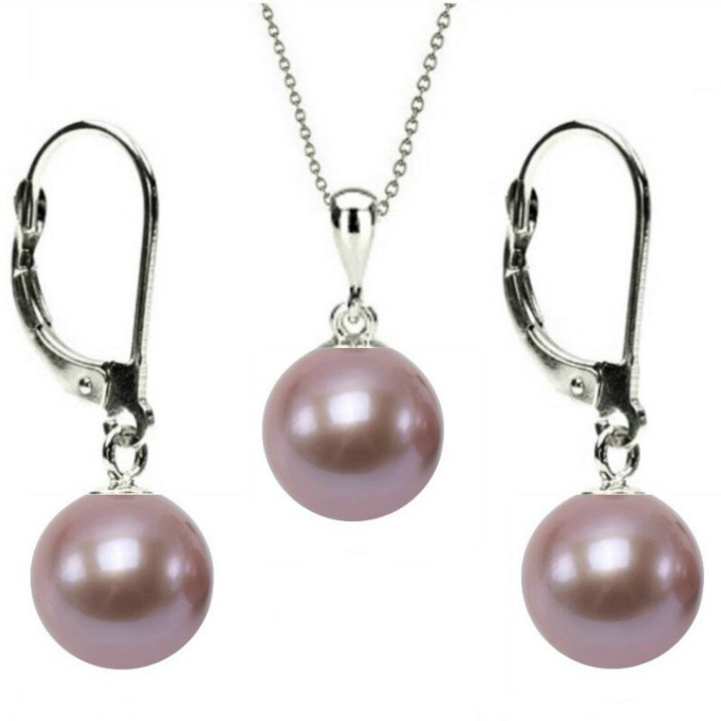 Set Aur Alb 14 k cu Perle Naturale Lavanda