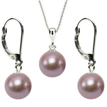 Set Aur Alb 14 k cu Perle Naturale Lavanda Set Aur Alb 14 k cu Perle Naturale Lavanda