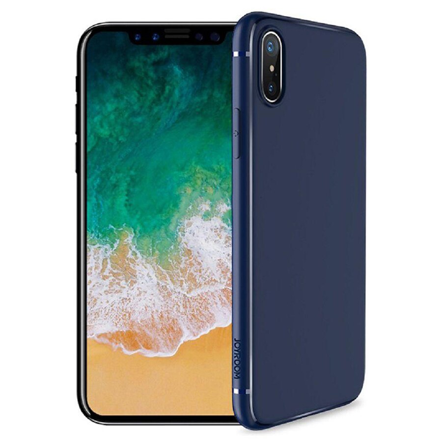 Set: Husa si folie iPhone X, XS Husa originala Joyroom, Deep Blue, ultra slim, Folie display cu sticla Asahi Japonia, originala Joyshell