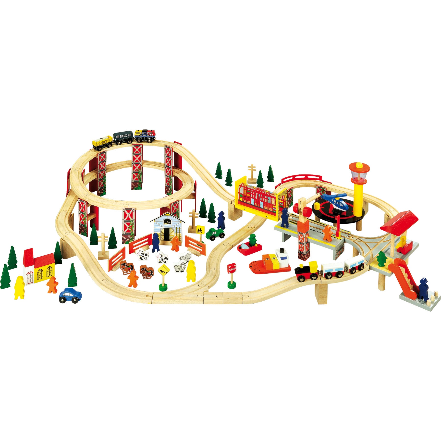 Set trenulet de lemn multicolor