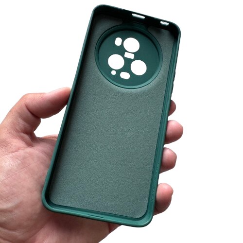 Husa silicon compatibila cu Honor Magic 5 Pro, catifea interior, Verde inchis