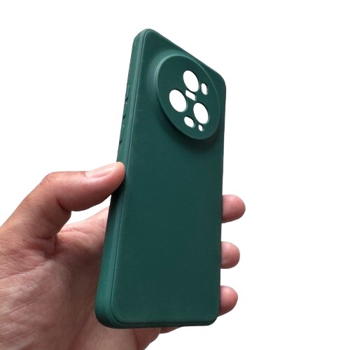 Husa silicon compatibila cu Honor Magic 5 Pro, catifea interior, Verde inchis