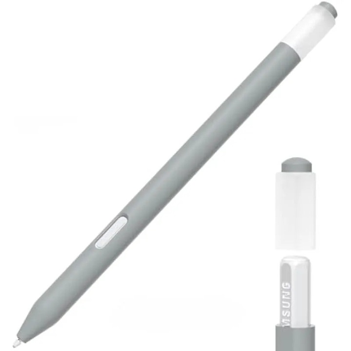 Husa de creion din silicon compatibila cu Samsung Galaxy Tab S11/S11 Ultra, husa moale din silicon subtire, husa de protectie antiderapanta, prindere lina pentru Galaxy Tab S11/S11 Ultra S Pen (gri deschis)
