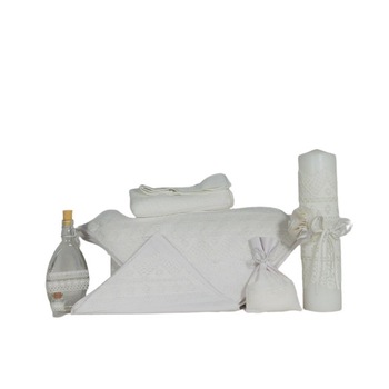 Set Trusou Botez complet pentru biserica, cu lumanare din ceara naturala, Odorul Mamei, Dantela Diafana, unicat, , Set 8 piese Set Trusou Botez complet pentru biserica, cu lumanare din ceara naturala, Odorul Mamei, Dantela Diafana, unicat, , Set 8 piese