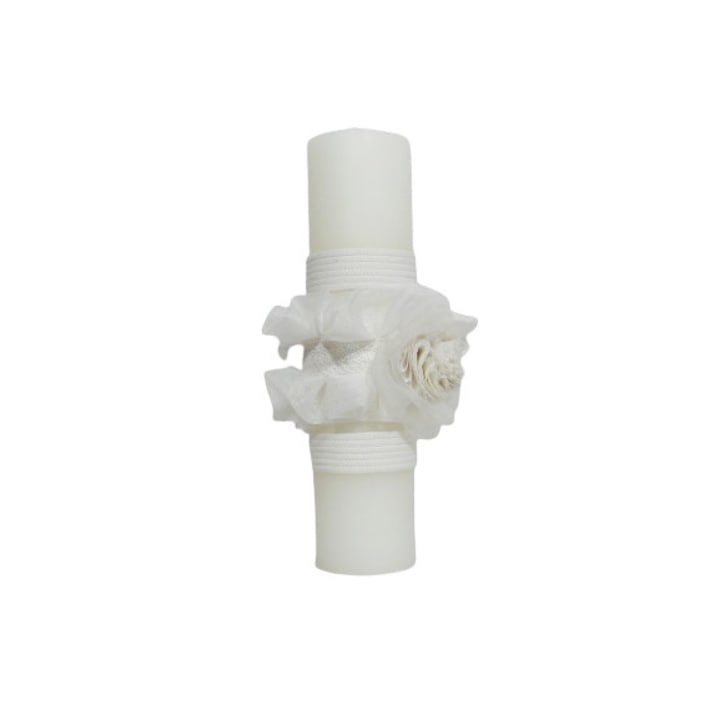 Lumanare pentru botez biserica, Odorul Mamei, Spuma laptelui, unicat, cu aplicatii handmade