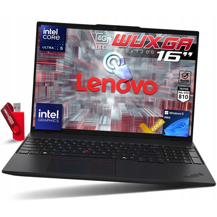 Pachet promo: Laptop Lenovo ThinkPad L16 G1, Intel Core Ultra 5 125U, 32GB 1TB SSD, 16" WUXGA 1920x1200 IPS Touch, Intel Graphics, Windows 11 Pro + ET103 notebook case 43.2 cm (17") Messenger case Black
