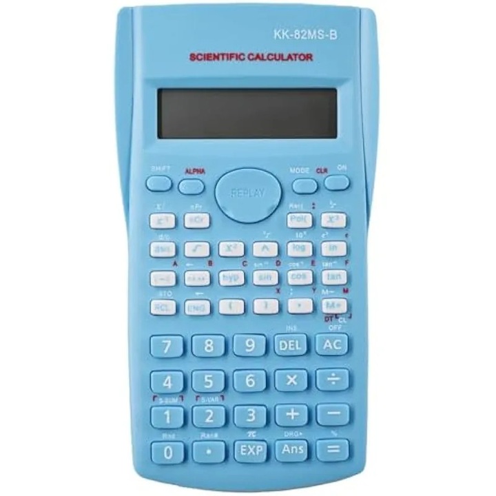 Научен калкулатор KK-82MS-B K0579-CJ-260911-2393, 240 функции, двуредов дисплей, пластмасов, син, включени батерии