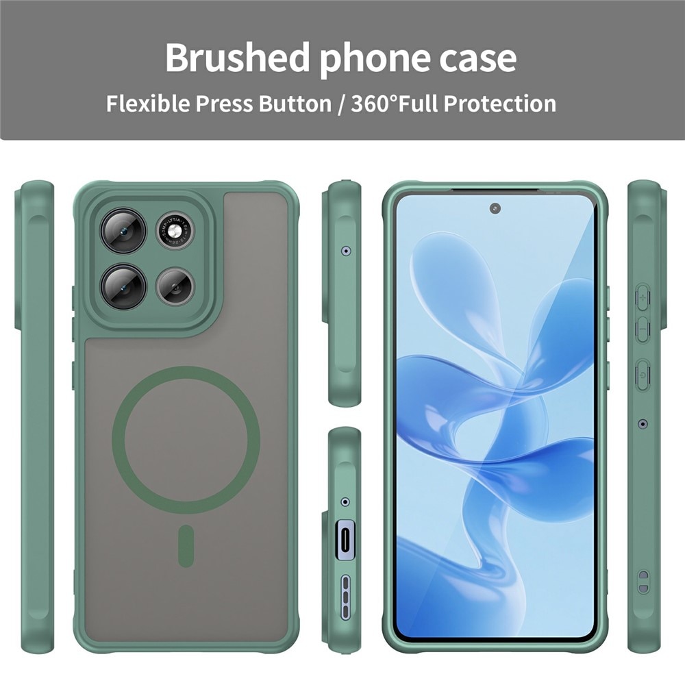 Husa pentru Motorola Edge 60 Pro, Matte, compatibila cu MagSafe, Protectie 360, Anti-Soc, Verde