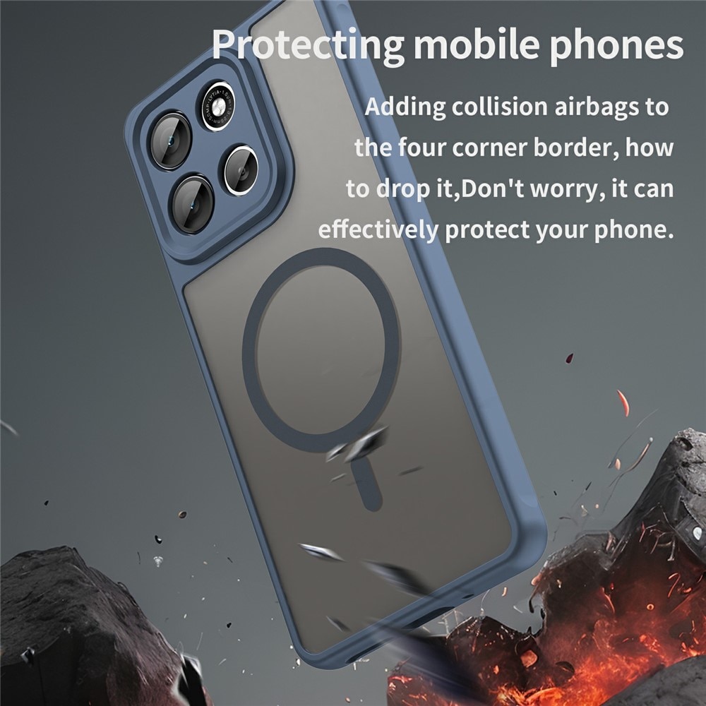 Husa pentru Motorola Edge 50 Neo, Matte, compatibila cu MagSafe, Protectie 360, Anti-Soc, Albastru