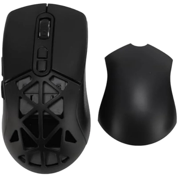 Безжична мишка K0584-CJ-260911-3256, двойна 2.4G/Bluetooth 5.1, RGB, 800/1200/2400/4800 DPI, 7 бутона, батерия 650 mAh с USB-C зареждане, черна