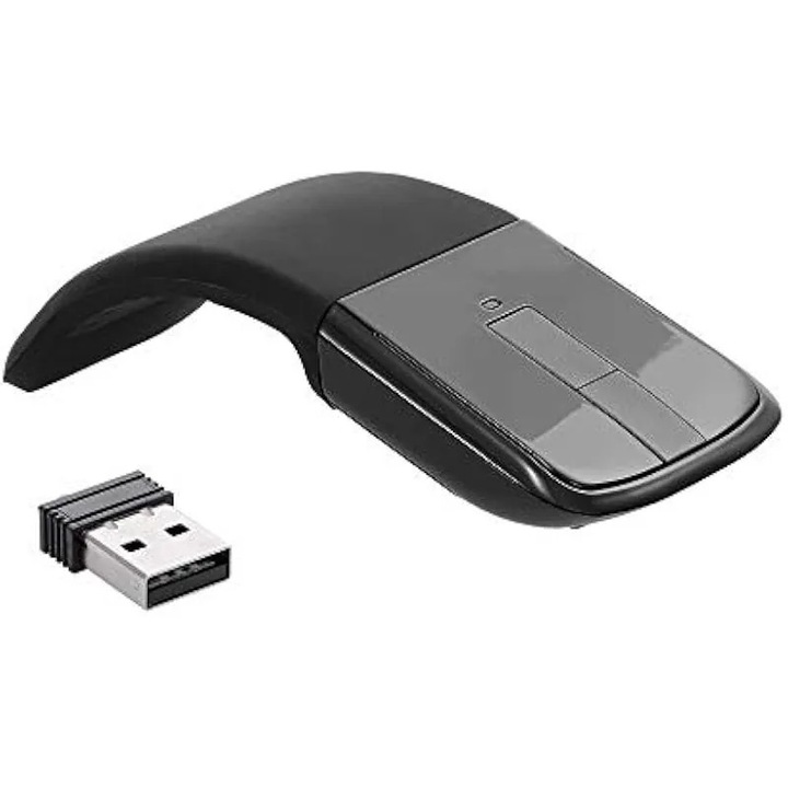 Безжична тактилна мишка 2.4G, гъвкав дизайн, USB приемник, оптична мишка с дъга Plug and Play, за PC, лаптоп, преносим компютър