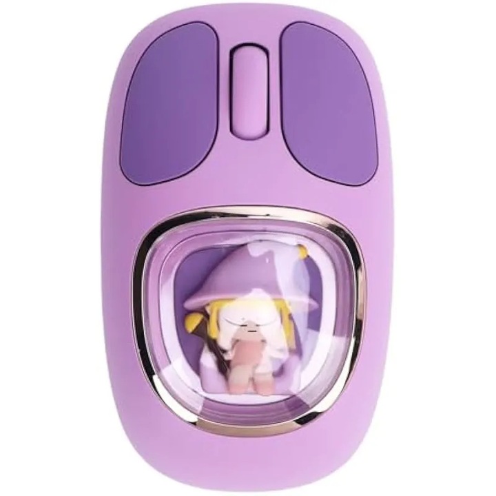 Безжична мишка Denash Mouse, сладка, акумулаторна Bluetooth мишка тип C, безшумна безжична мишка с USB приемник, анимационна мишка за компютър, лаптоп, настолен компютър (лилава)