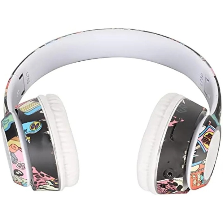 Casti stereo Denash HiFi Graffiti с поддръжка на карта памет, безжични слушалки over-ear за PC, гъвкав и регулируем дизайн