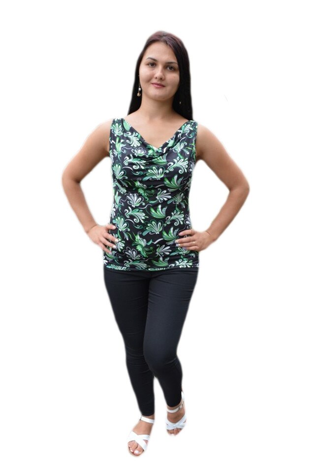 Bluza fashion de vara cu imprimeu abstract, D&J Exclusive, Negru