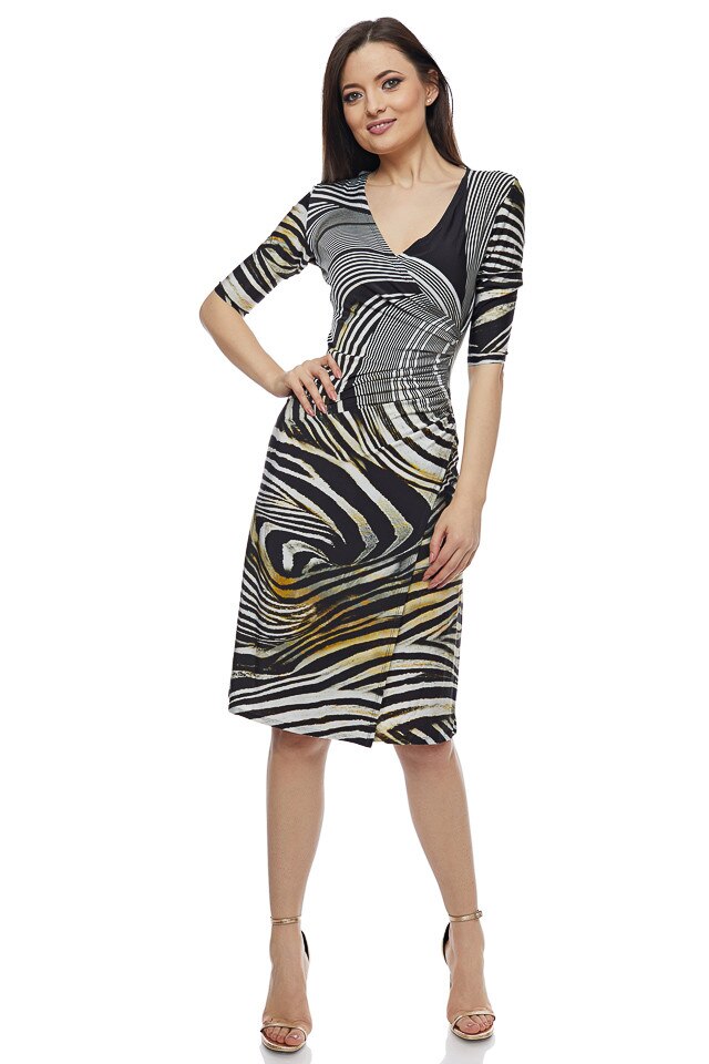 Rochie midie, pe corp, imprimeu, Imprimeu