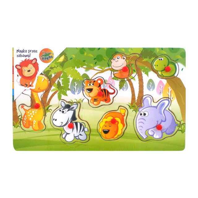 Puzzle lemn - jungla vesela, 7 piese