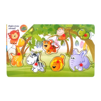 Puzzle lemn - jungla vesela, 7 piese Puzzle lemn - jungla vesela, 7 piese