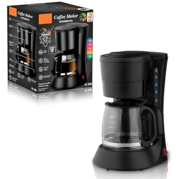 Cafetiera cu picurare, 12 cani, cafetiera programabila cu picurare, 25, 36 oz, carafa din sticla de mare capacitate, cu un singur buton, cafetiera, instrumente de cafea