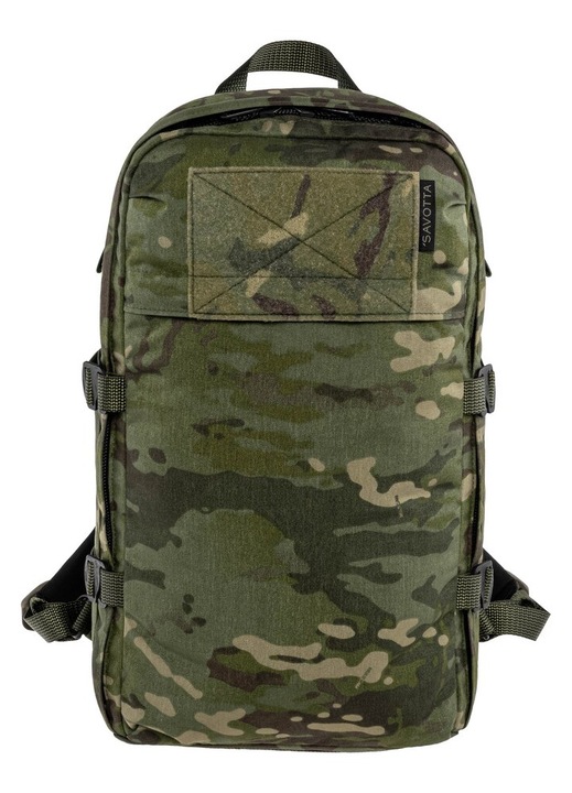 Savotta, раница Cordura 500D с отделение за лаптоп 15,5", MOLLE/PALS, предно велкро, подплатен гръб, преобразуващ се в постелка, Niukka, MultiCam Tropic, 20 L